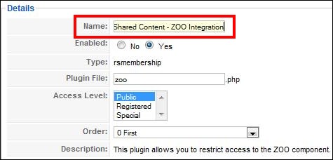 RSMembership! plugin for restricting ZOO items, categories and application
